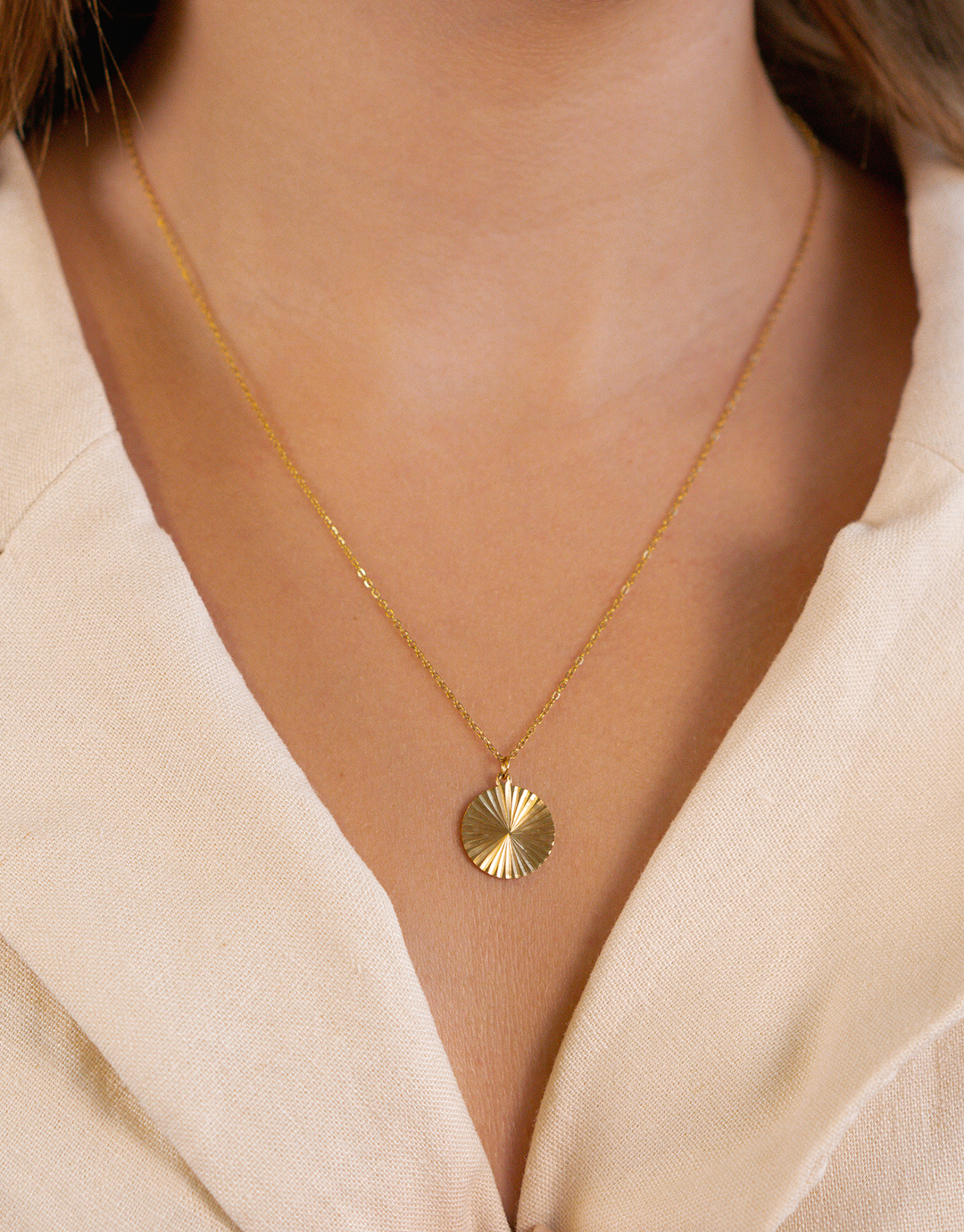 Soleil – Guld halskæde (rund)