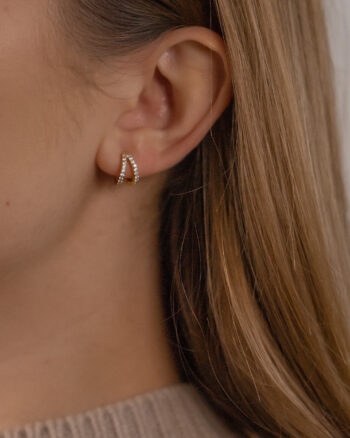 Double Sparkle – Guld hoops