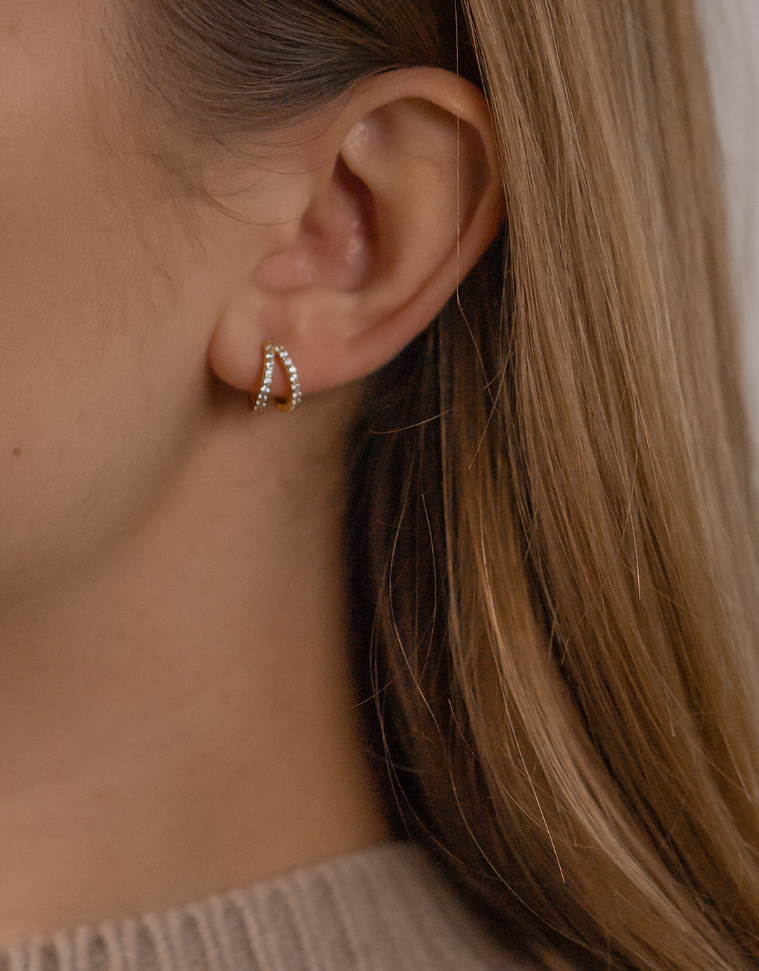 Double Sparkle – Guld hoops